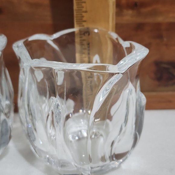 DePlomb Heavy Crystal Tulip Votive Candle Holder 4" tea light glass floral shape - Picture 9 of 10
